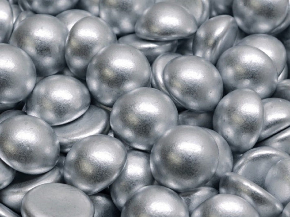 Tschechische Glascabochons 12 mm Aluminium Silber Tschechisches Glas  Farbe_Silver