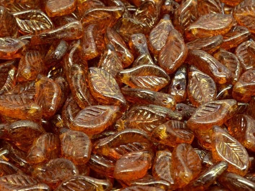Lorbeerblattperlen 6x12 mm Dunkler Topas Bronze Tschechisches Glas Farbe_Brown