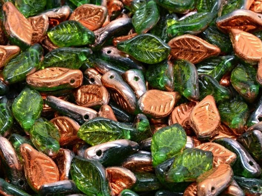 Lorbeerblattperlen 6x12 mm Chrysolith Sunset  Tschechisches Glas Farbe_Green Farbe_ Multicolored