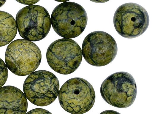 Runde Perlen aus Naturstein 12 mm Serpentinit Mineralien Russland Farbe_Green
