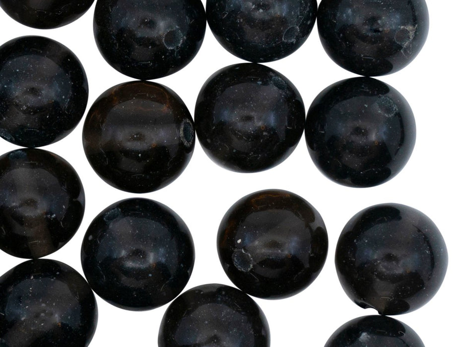 Runde Perlen aus Naturstein 12 mm Obsidian Semitransparent Schwarz Mineralien Russland Farbe_Black Farbe_ Brown