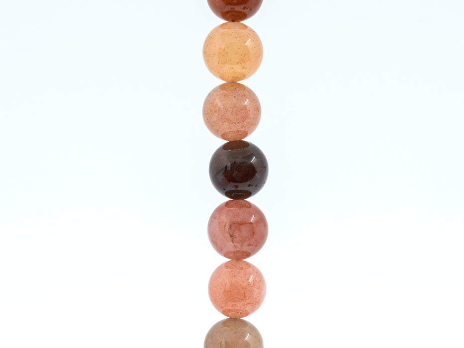5 pcs Runde Perlen aus Naturstein 12 mm, Chalzedon Achat Braun-Rosa, Ural Edelsteine, Russland (Natural Stones Round Beads)