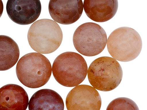 Runde Perlen aus Naturstein 12 mm Chalzedon Achat Braun-Rosa Mineralien Russland Farbe_Orange Farbe_ Brown Farbe_ Multicolored