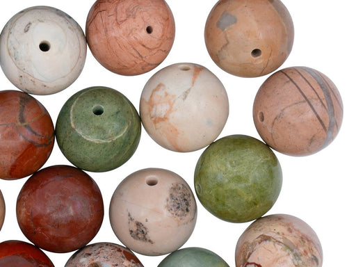 Runde Perlen aus Naturstein 12 mm Jaspis Mineralien Russland Farbe_Brown Farbe_ Beige Farbe_ Multicolored