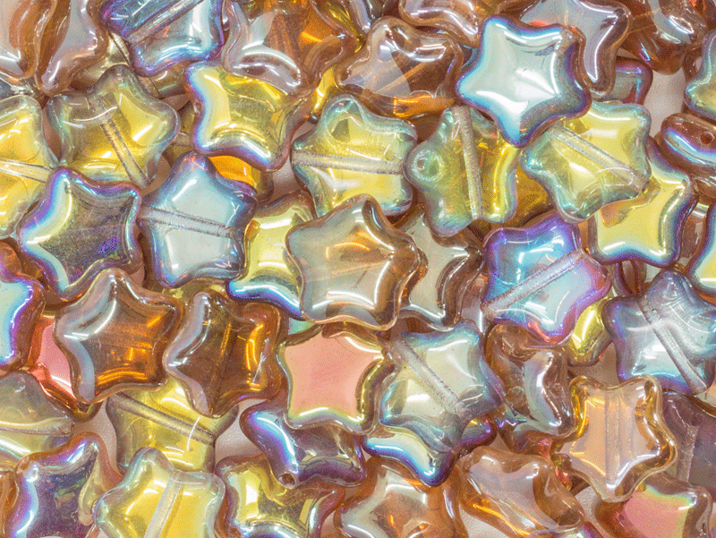 12p Sternperlen, 12 mm, Tschechisches Glas, Kristall, Braun schimmernd