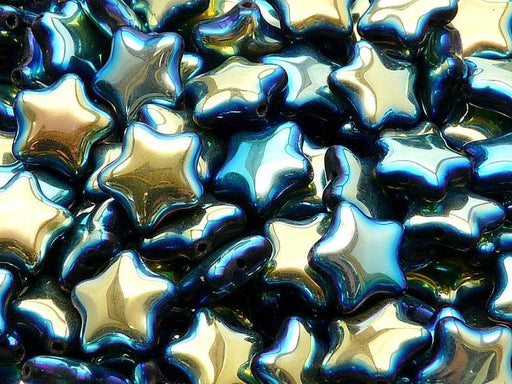 25 pcs 25 pcs Star Beads 12 mm Jet Full AB Czech Glass Black Multicolored