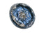 1 pc Tschechische Glasknöpfe handbemalt, Größe 8 (18.0 mm | 3/4''), Tiefblassblau mit silbernem Muster, Tschechisches Glas (Czech Glass Buttons)