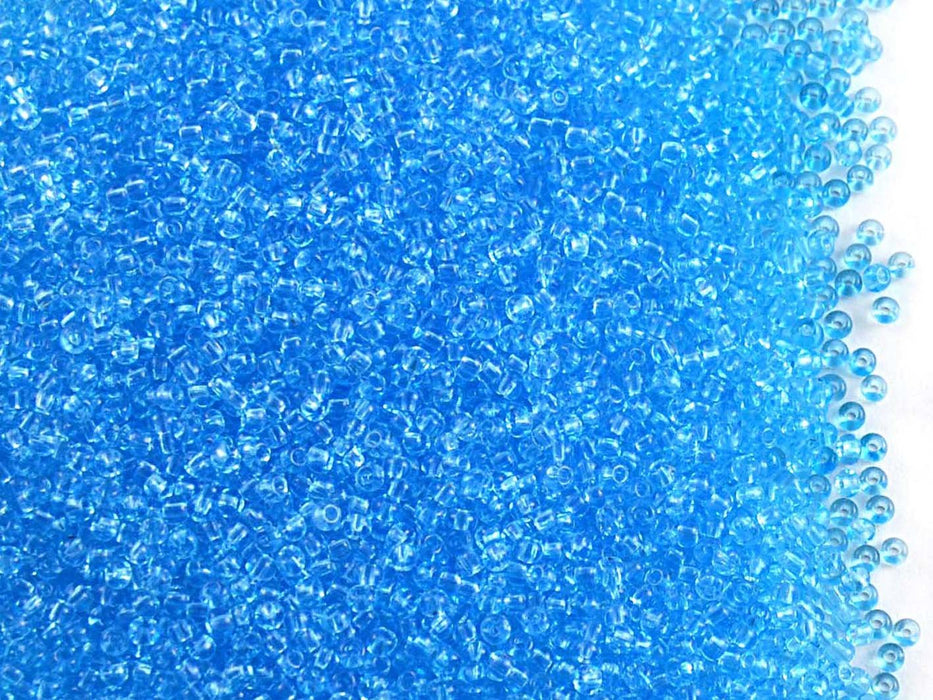 20 g 13/0 Rocailles Preciosa Ornela, Böhmische Glas, Blau Aqua Transparent