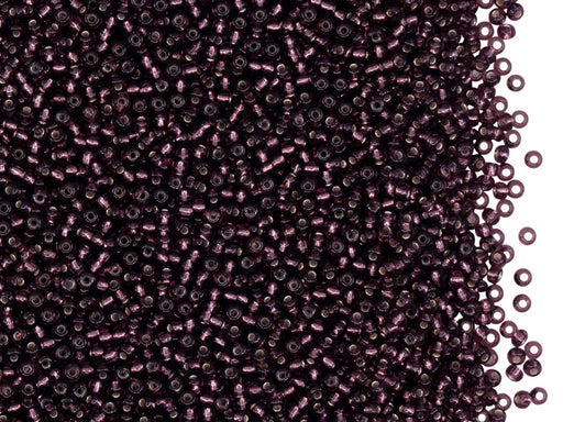Rocailles 13/0 Transparent Lila mit versilbertem Loch  Tschechisches Glas  Farbe_Purple