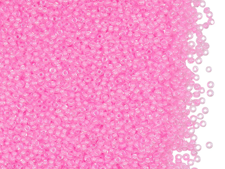 Rocailles 13/0 Kristall mit rosagefärbtem Loch  Tschechisches Glas  Farbe_Pink