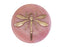 Tschechische Glascabochons 315 mm Opak Rosa mit goldenen Libelle Tschechisches Glas  Farbe_Pink