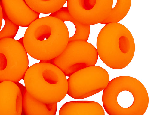 10 St. Pony NEON Beads, 14x7mm, Orange, Tschechisches Glas