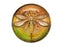 1 St. Tschechischer Glascabochon, Rosa-Grün, goldene Libelle (glatte Rückseite), handbemalt, Größe 14 (32 mm)