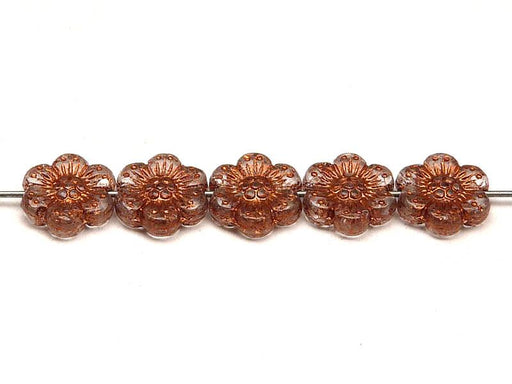 12 St. Blume Perlen 14mm, Tschechische Glas,Kristall mit Bronzefarbener Farbe