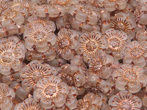 12 St. Blume Perlen 14mm, Tschechische Glas, Kristallmatte mit Bronzefarbener Farbe