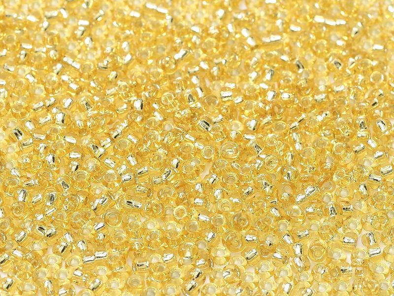 Rocailles 15/0 Gold mit versilbertem Loch  Japanische Glasperlen Miyuki Farbe_Yellow Farbe_ Silver