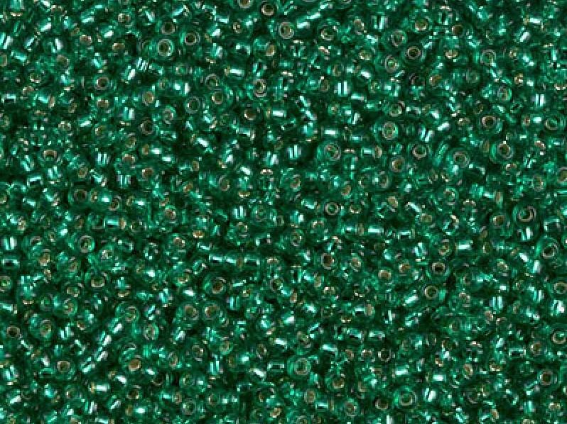 Rocailles 15/0 Smaragd mit versilbertem Loch Japanische Glasperlen Miyuki Farbe_Green Farbe_ Silver
