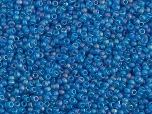 Rocailles 15/0 Transparent Blau Capri mattiert AB Japanische Glasperlen Miyuki Farbe_Blue Farbe_ Multicolored