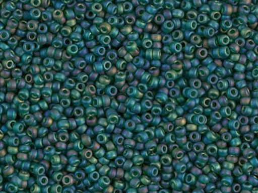 Rocailles 15/0 Transparent Dunkler Smaragd mattiert AB Japanische Glasperlen Miyuki Farbe_Green Farbe_ Multicolored
