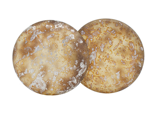 Par Puca Tschechische Glascabochons 25 mm Kristall matt Taupe Silber Tschechisches Glas Farbe_Beige Farbe_ Silver