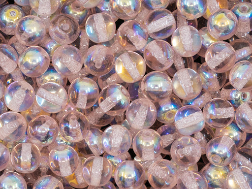 50 pcs Trompetenblumenperlen 10x12 mm, Rosa AB, Tschechisches Glas (Round Beads)