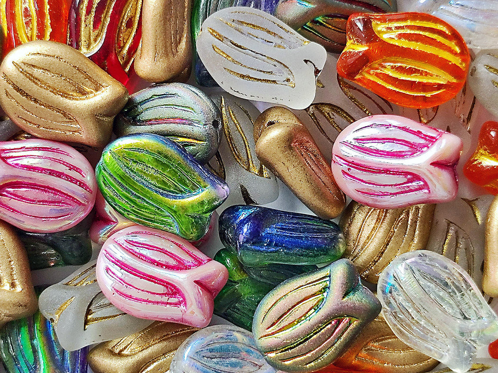 Tulpenperlen 16x11 mm Mix Tschechisches Glas Farbe_Multicolored