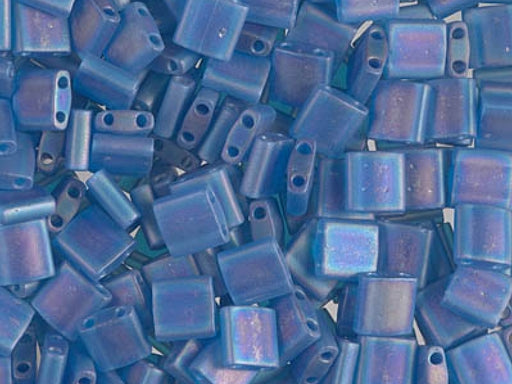 Tila™ Glasperlen  5x5 mm 2-Loch  Transparent Blau Capri mattiert AB Japanische Glasperlen Miyuki Farbe_Blue Farbe_ Multicolored