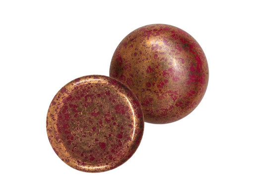 1 pc 1 pc Czech Glass Cabochons 18 mm Opaque Coral Red Bronze Czech Glass Red Brown