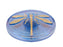 1 pc Tschechische Glasknöpfe handbemalt, Größe 12 (27.0 mm | 1 1/16''), Hellblau-Grün Chamäleon mit goldener Libelle, Tschechisches Glas (Czech Glass Buttons)