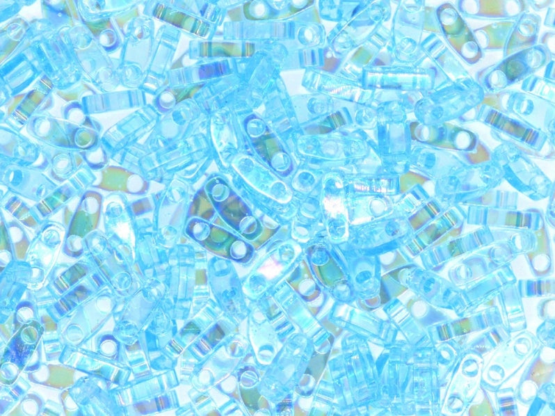 Quarter Tila™ Glasperlen 5x1.2x1.9 mm 2-Loch Transparent Hellsaphir AB Japanische Glasperlen Miyuki Farbe_Blue Farbe_ Multicolored