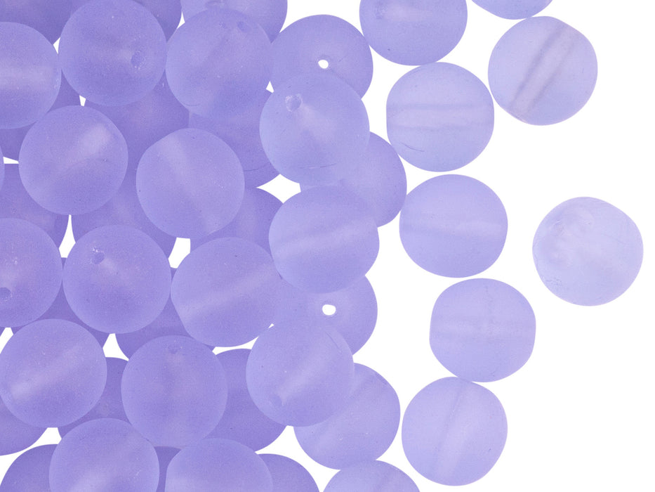 25 pcs Runde Perlen 8 mm, Hellblau matt, Tschechisches Glas (Round Beads)