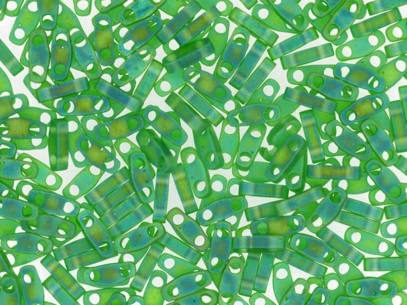 Quarter Tila™ Glasperlen 5x1.2x1.9 mm 2-Loch Transparent Grün mattiert AB Japanische Glasperlen Miyuki Farbe_Green