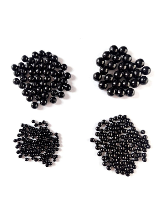 1 St. Runde Gepresste Perlen Set rund 3mm, 4mm, 6mm, 8mm, Jet Schwarz, Tschechisches Glas