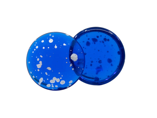 Tschechische Glascabochons 18 mm Saphir Silberspritzer Tschechisches Glas  Color_Blue