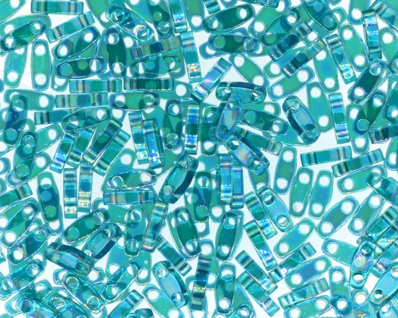 Quarter Tila™ Glasperlen 5x1.2x1.9 mm 2-Loch Transparent Entenbraun AB Japanische Glasperlen Miyuki Farbe_Blue Farbe_ Multicolored