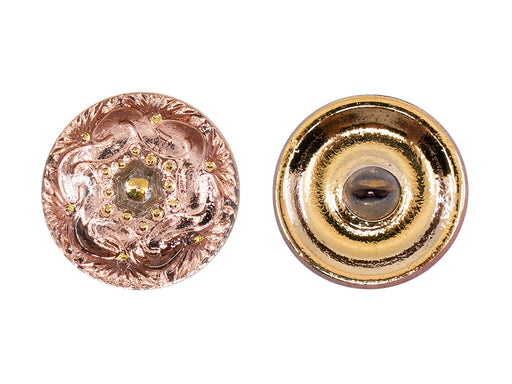 Tschechische Glasknöpfe handbemalt Größe 8 (18.0 mm | 3/4'') Transparent mit Kettenmuster Rosagoldener Hintergrund Tschechisches Glas  Color_Gold
