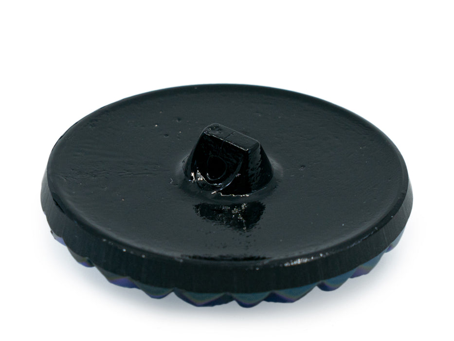 1 pc Tschechische Glasknöpfe, handbemalt, Größe 16 (36.0 mm | 1 3/8 "), Black AB Blumenmotiv, Tschechisches Glas (Czech Glass Buttons)