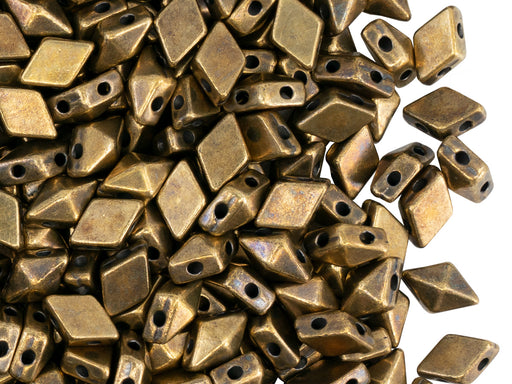 Diamonduo™ Glasperlen 5x8 mm 2-Loch  Mit Altmessing beschichtet Metall Farbe_Gold