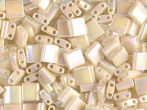Tila™ Glasperlen  5x5 mm 2-Loch  Perlenimitat Elfenbein Ceylon AB Japanische Glasperlen Miyuki Farbe_Beige Farbe_ Multicolored