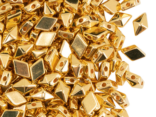 Diamonduo™ Glasperlen 5x8 mm 2-Loch  Mit 24 Kt Gold beschichtet Metall Farbe_Gold