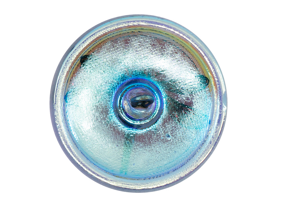 1 pc Tschechische Glasknöpfe handbemalt, Größe 12 (27.0 mm | 1 1/16''), Hellblau-Grün Chamäleon mit goldener Libelle, Tschechisches Glas (Czech Glass Buttons)