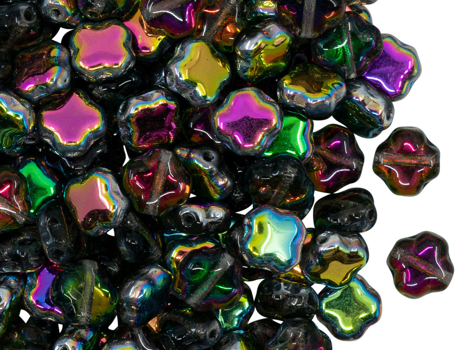 Sternenperlen vierzackig 7x7x4 mm Kristall Glasmalerei Tschechisches Glas Farbe_Multicolored
