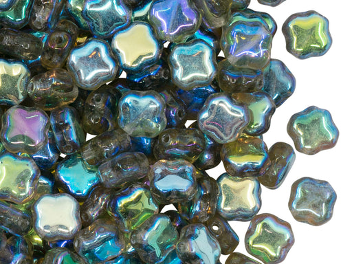Sternenperlen vierzackig 7x7x4 mm Kristall Blau schimmernd Tschechisches Glas Farbe_Blue Farbe_ Multicolored