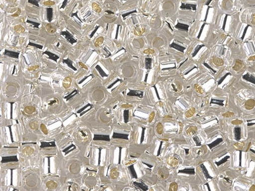 Delica Rocailles 8/0 Kristall mit versilbertem Loch  Japanische Glasperlen Miyuki Farbe_Silver