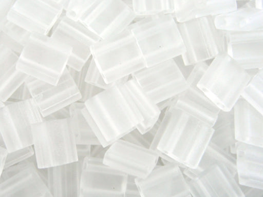 Tila™ Glasperlen  5x5 mm 2-Loch  Kristall mattiert  Japanische Glasperlen Miyuki Farbe_Clear
