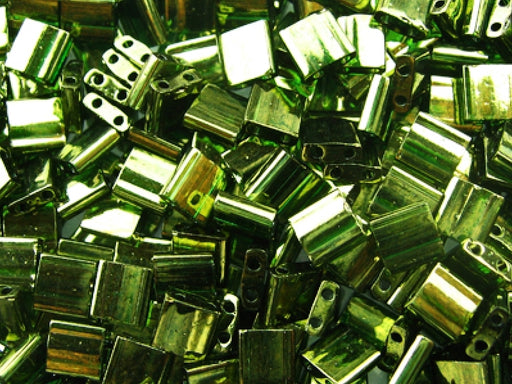 Tila™ Glasperlen  5x5 mm 2-Loch  Olivgrün Gold Luster Japanische Glasperlen Miyuki Farbe_Green