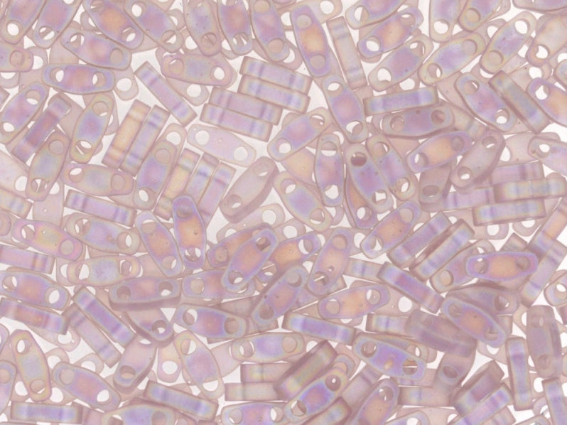 Quarter Tila™ Glasperlen 5x1.2x1.9 mm 2-Loch Transparent Rauchamethyst mattiert AB Japanische Glasperlen Miyuki Farbe_Purple