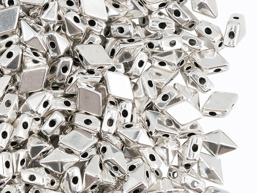 Diamonduo™ Glasperlen 5x8 mm 2-Loch  Versilbert Metall Farbe_Silver