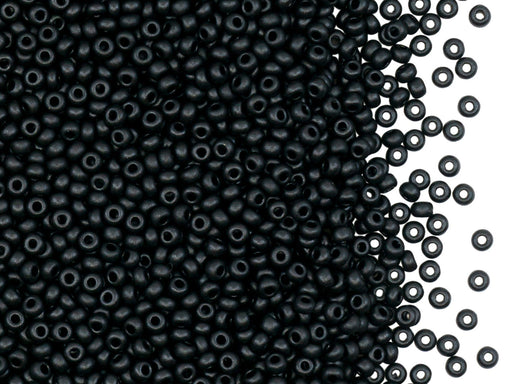 Rocailles 11/0 Schwarz Micka matt Tschechisches Glas  Color_Black