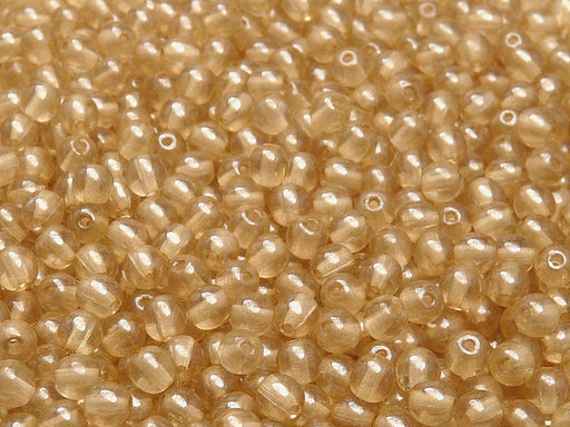 Runde Perlen 4 mm Kristall Champagne Luster Tschechisches Glas  Beige